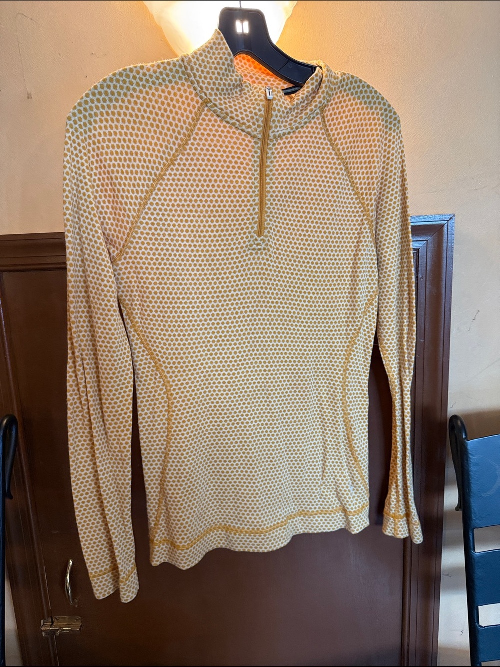 Smartwool Women’s Long Sleeve Half-Zip Top in Mustard Honeycomb